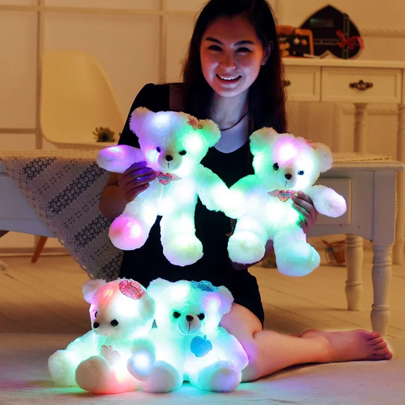 1PC 20/35cm High Quality Luminous Plush Teddy Bear Toys Animal Doll lovely bear animals Best Birthday Gift For kids Baby  HH