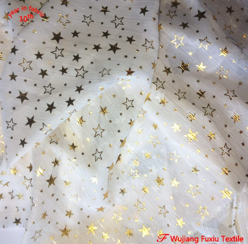100% polyester chiffon metallic gold print hot stamping foil fabric