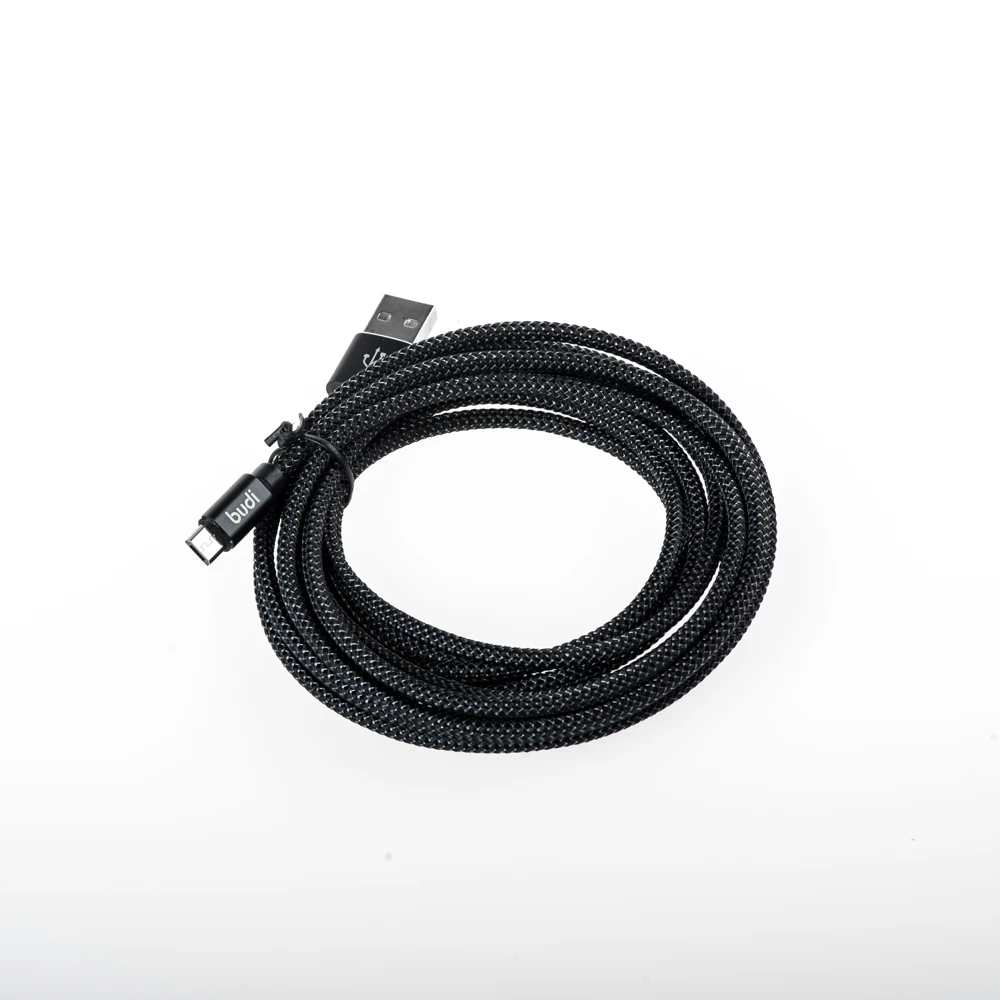Микро usb-кабель budi Прямая продажа с завода 1 м 2 3 быстрая зарядка нейлоновый Плетеный портативный кабель для зарядного устройства телефона
