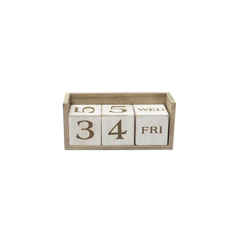 Simple Home Office Living Room Desktop Wooden Perpetual Month Date Display Blocks Wood Block Calendar