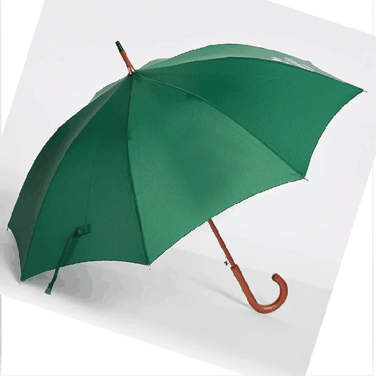 Umbrella Factory Wholesale J Wooden Handle Straight Sticks Wood Umbrella Custom Automatic Straight Umbrella With Logo