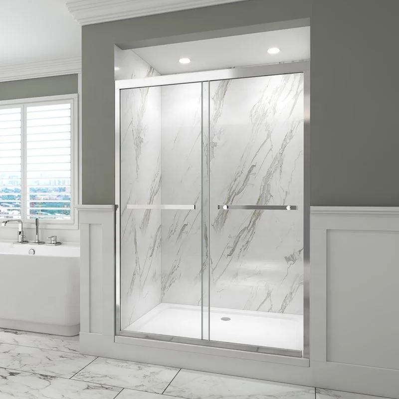 Customized Stainless steel full frame shower door fixed panel single sliding door