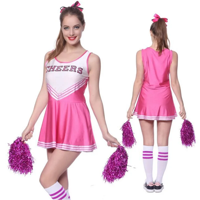 High Elastic Cheerleader Costumes Fancy Dress Cheer Leader High School Skirt Uniform