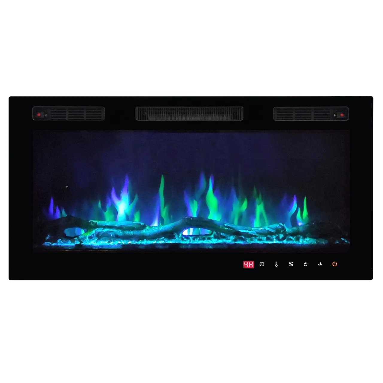36 INCH WALL MOUNTED FIREPLACE WITH 10 FLAME COLORS WIFI CONTROL & BLUE TOOTH SPEAKER