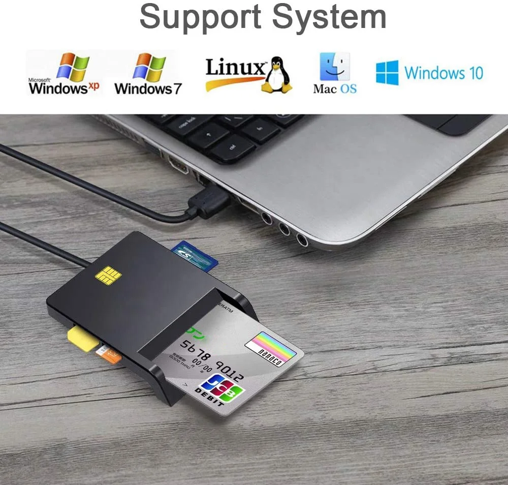  Считыватель смарт-карт USB считыватель карт cvc совместимый с Windows Mac OS и Linux SD MicroSD TF ATM IC