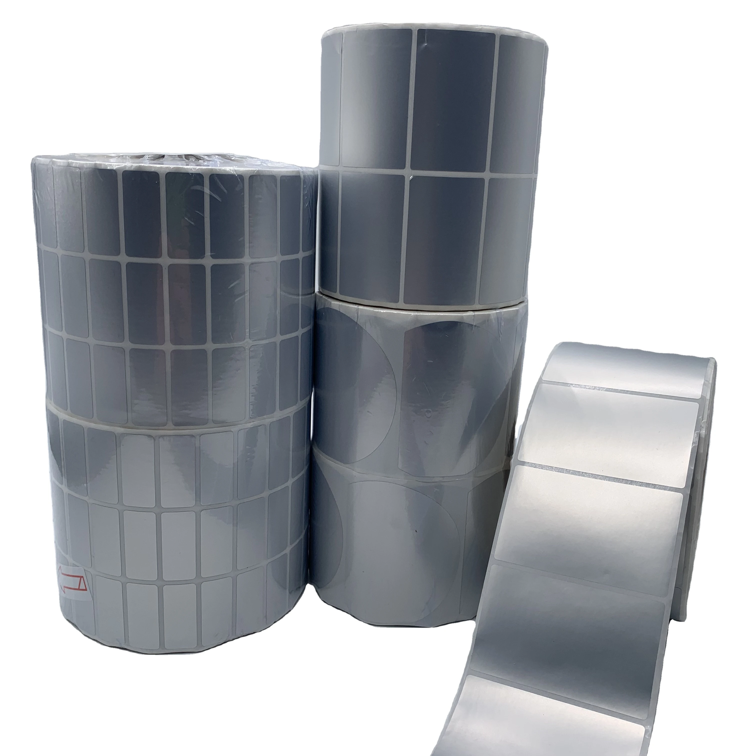 Индивидуальные самоклеющиеся водонепроницаемые высокотемпературные матовые серебряные ПЭТ этикетки для электронных и электрических наклеек