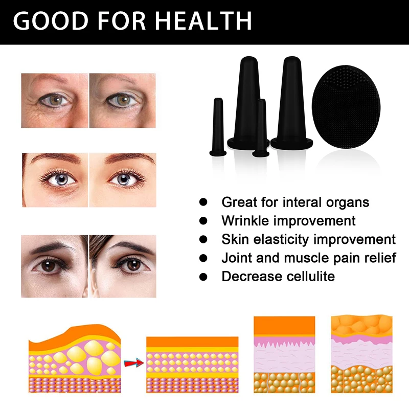 
Home Use Face Cupping Set Facial Set with Silicone Brush Anti-Aging Face Lift Cupping Massage 