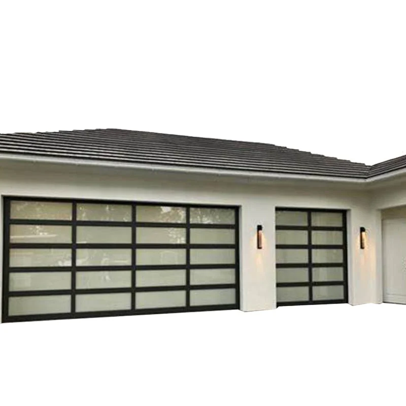 Doorwin Modern electric aluminum garage doors price full view automatic sectional clear glass garage door