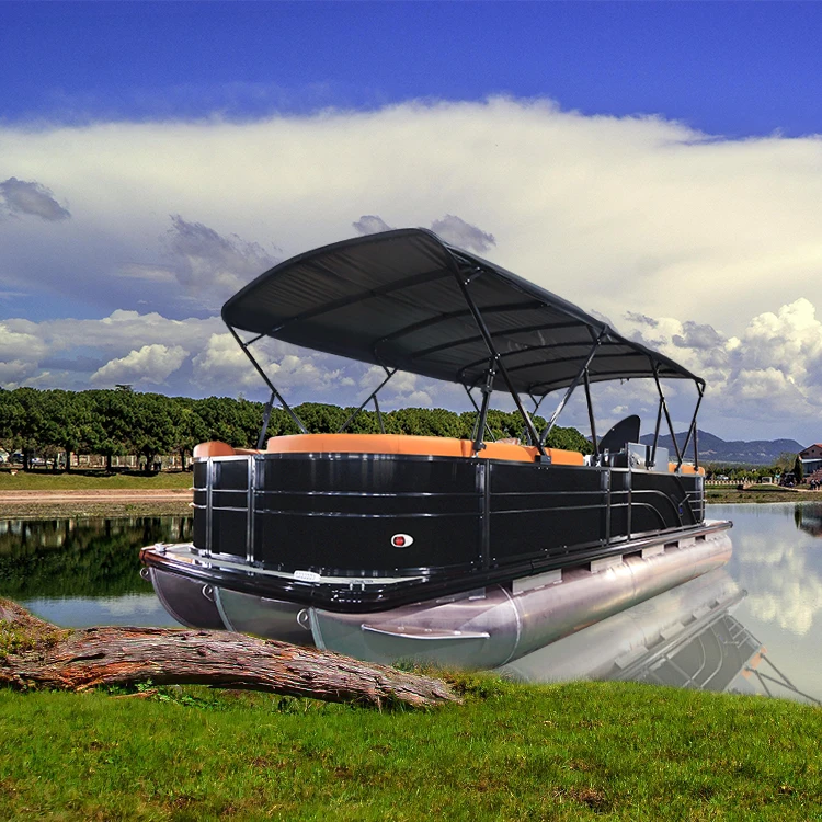 HOT SALE Salvage ALUMINUM Pontoons  boat with motor and trailer for sale