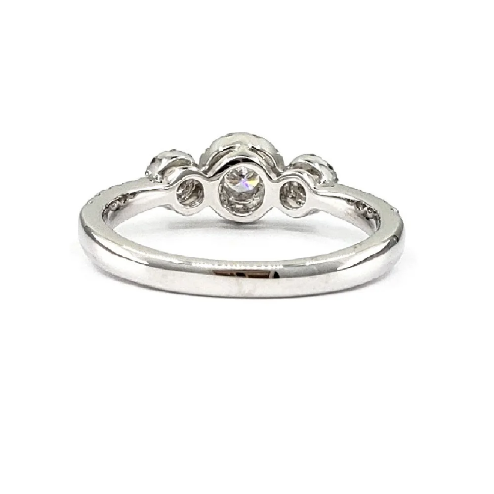 Hot Sale Products Classic Dainty 18k Solid White Gold Real Diamond Cluster Wedding Engagement Eternity Rings Jewelry For Women