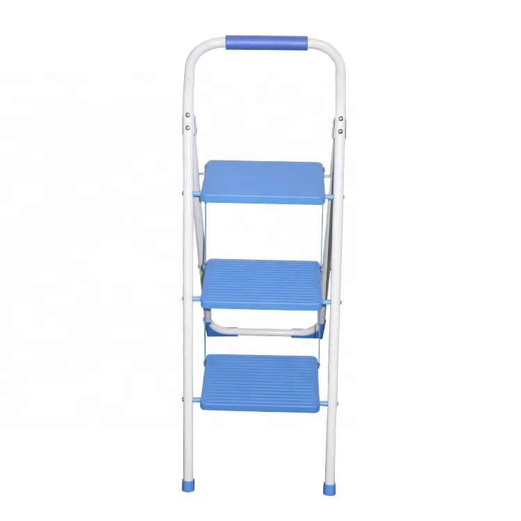 Kitchen Small Steel  Folding 3 Step Ladder Stool Slim Design Portable Household Metal 2 3 Step Ladder With Handrail