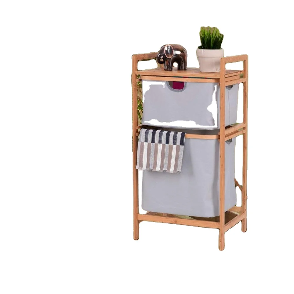 
Combohome Bedroom 2-Drawer Bamboo Storage Shelf Dresser Sliding Cloth Fabric for Closet Bathroom Shelf 