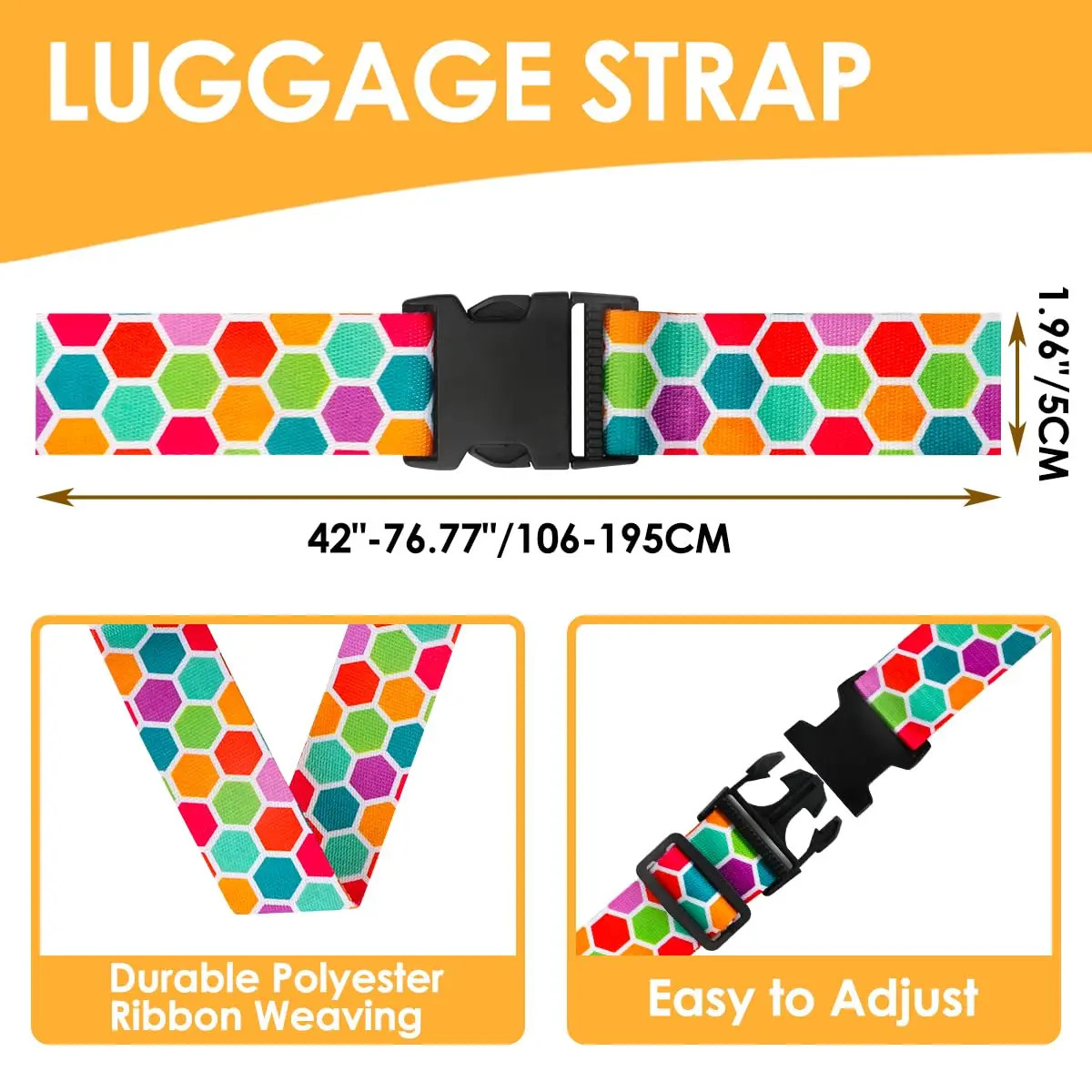 Wholesale top quality  luggage accessories adjustable polyester travel suitcase straps with Sturdy Buckle Anti-burst belt