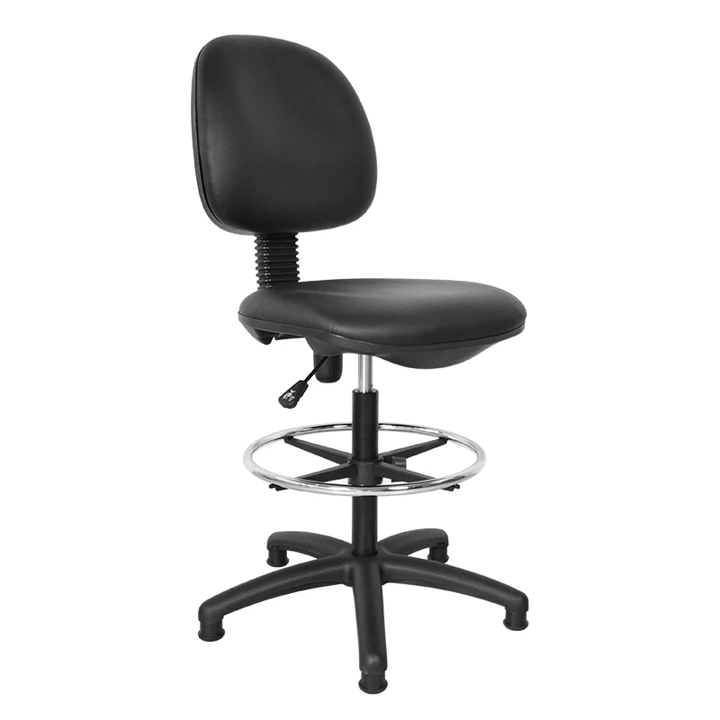 Upholstered Leather Back Height Adjustable Hospital Dental Stool Doctor Task Laboratory Chairs With Circular Footstool