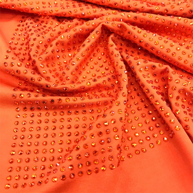 va134 wholesale 1*1.5meter stretch crystal patchs rhinestone applique fabric mesh rhinestone fabric  by yard for party dress