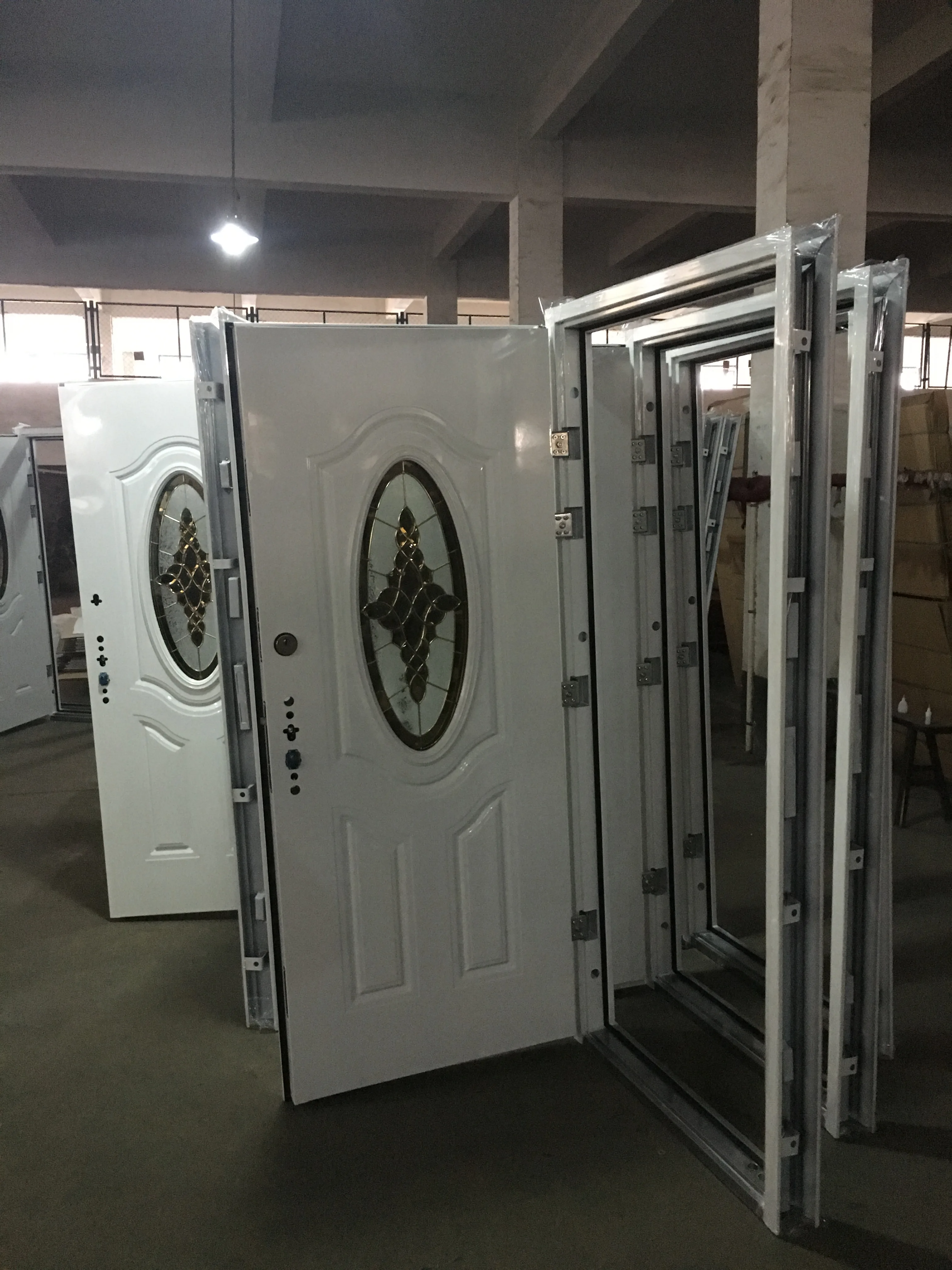 2022 Latest design Security Entrance American Front Door Glass Main Gate White door