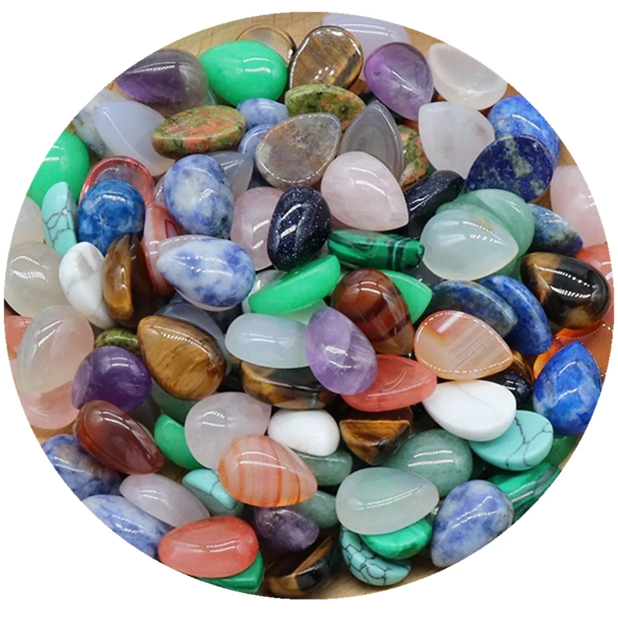 10x14mm Natural Stone Beads Water Drop Shaped Ring Faceted Reiki Beads for DIY Jewelry Making