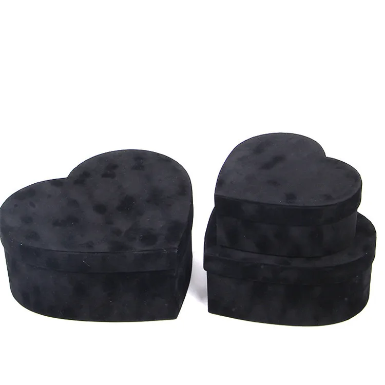 Wholesale bouquet velvet roses heart-shaped flower box set velvet heart flower box