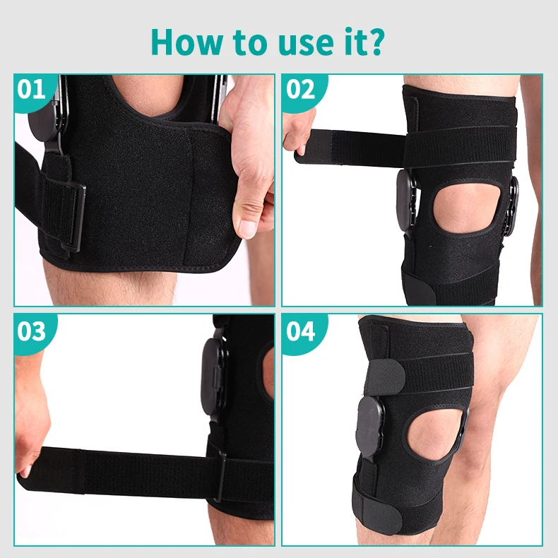 Adjustable hinged knee immobilizer with side stabilizers of locking dials for knee pain