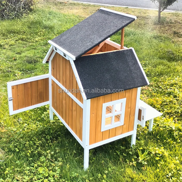 SDCH007 Cat House 2 Level Wood Multifunction Indoor Outdoor Use Wooden Cat House For 1-2 Cats