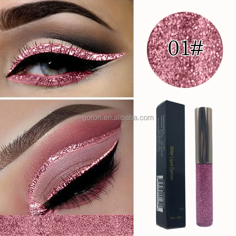 Metallic shiny adhesive pen 16 color  Smoky sequin waterproof glitter colorful eyeliner