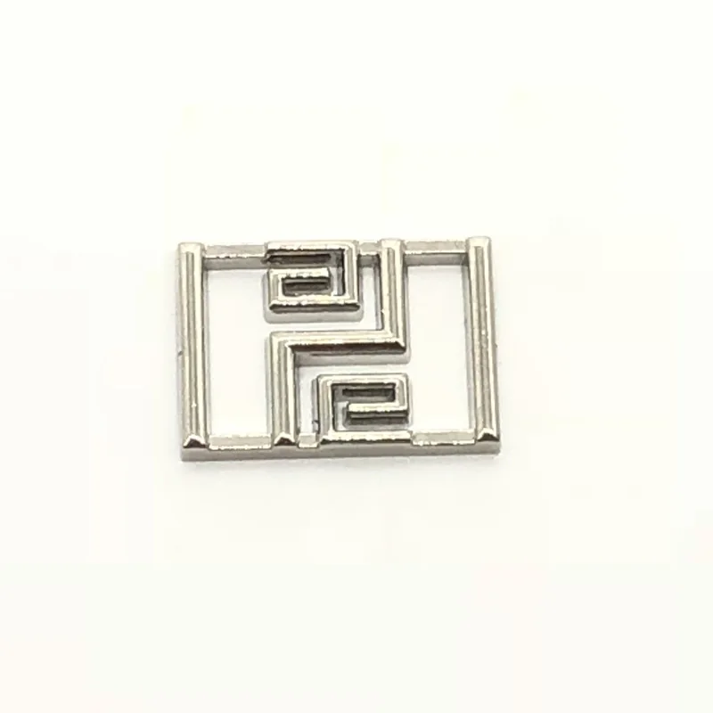 Square metal accessory tags engraved brand logos metal labels for jeans