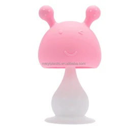 100% Food Grade Baby Teether Rattle Toy Newborn Molar Teether Toy Music Mushroom Teether Toy