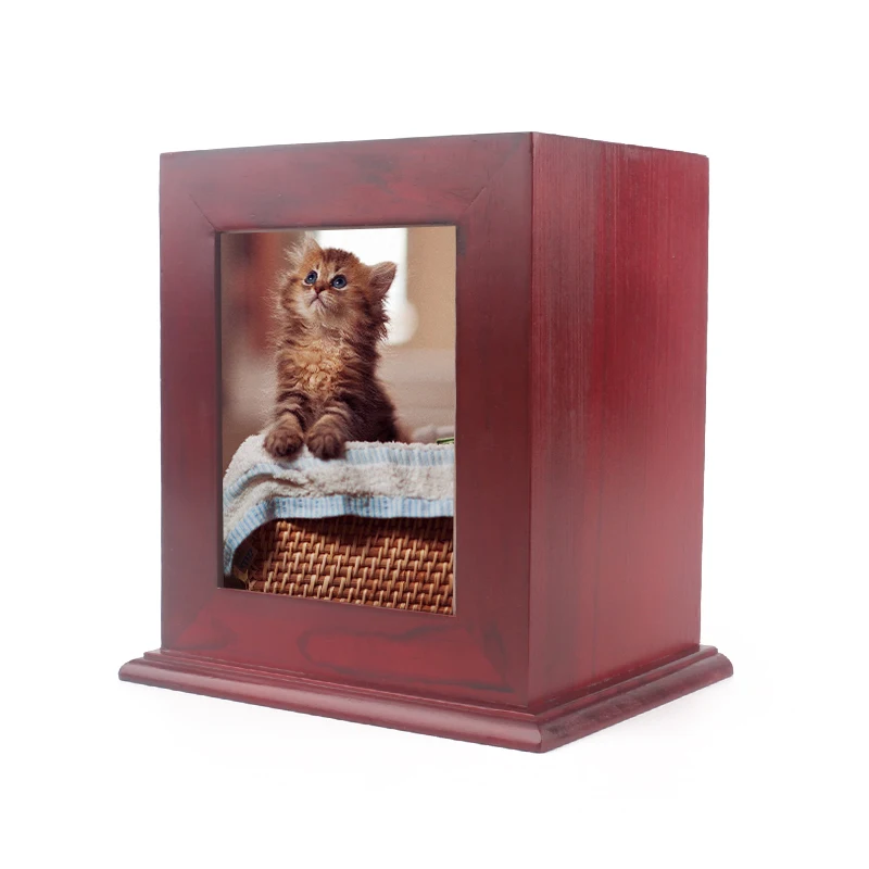 Pet  Cremation Ashes Container photo frame Slide Lid Urns for pet dog rabbit animal funeral memorial wooden Urn box pet urn