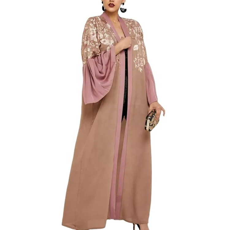 Custom new design embroidered floral women abaya clothing islamic dress muslim
