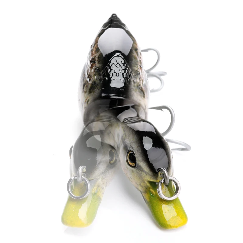 Прямая продажа с завода плавающие Двойные шарнирные приманки topwater объемная утка глазами большие рыболовные для окуня/щуки/мускусного цвета