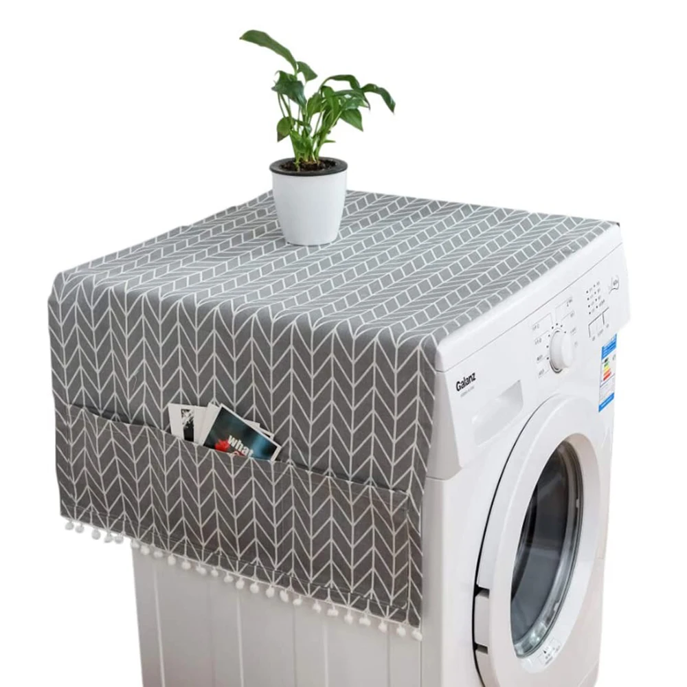 Washing Machine Top Cover Refrigerator Fridge Dust Cover Washer And Dryer Top Covers with Storage Pockets Bags