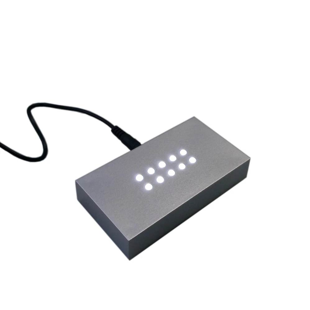 Classic Rectangle Silver plastic 10 white lights 3D crystal led light crystals displaying base