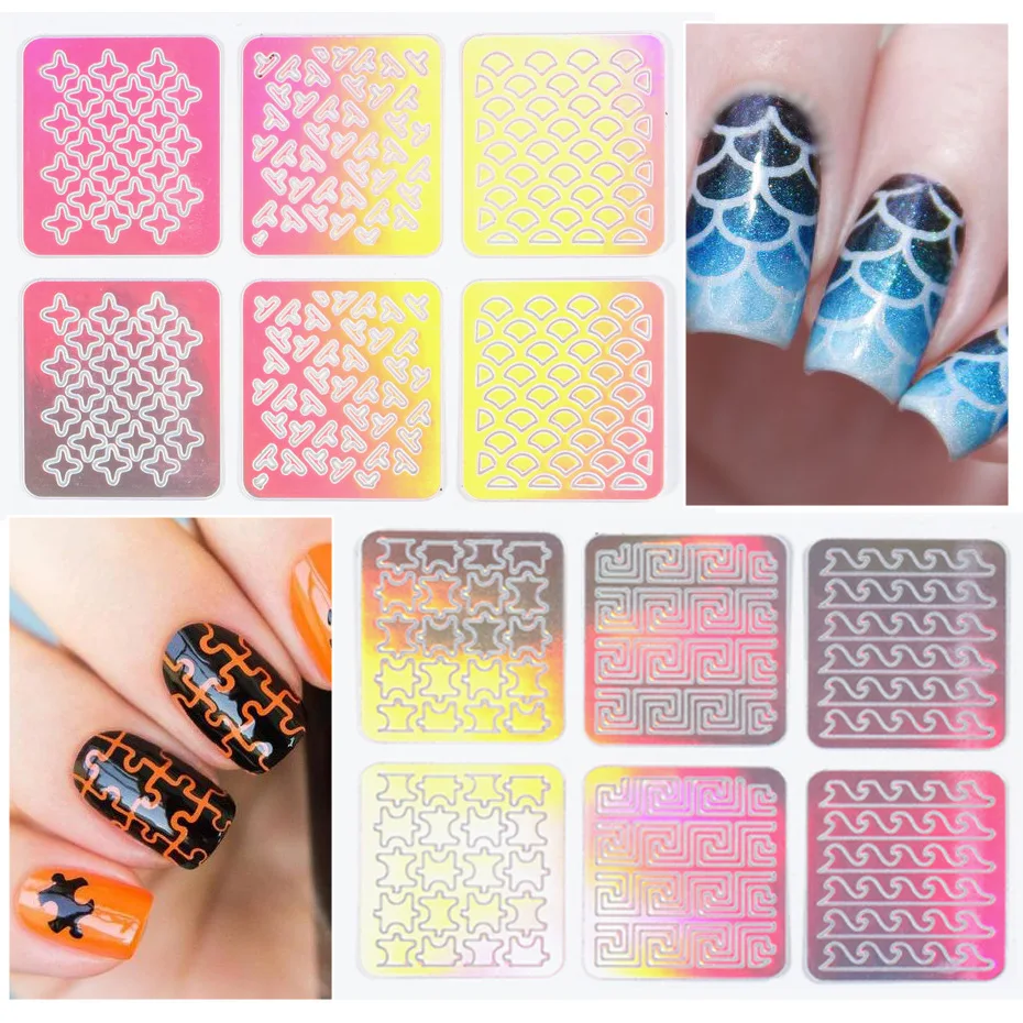 Wholesale 24Pcs Nail Sticker Mixed Design Hollow Laser Sticker Decals Set Hollow Sticker 3D Nail Art Decoration