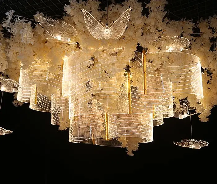 CeilingS100  Stage Ceiling hanging Hall led light decoration decorative large flower lights for wedding