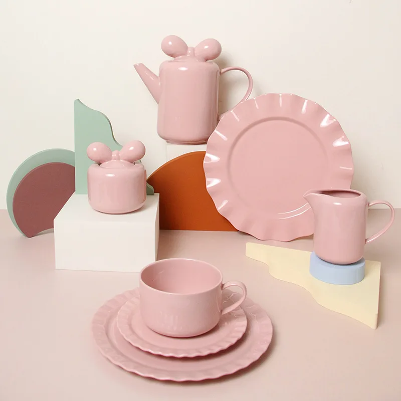 Ceramic Drinkware Coffee Cup Exquisite Afternoon Tea Set Tableware French Dessert Plate Dish Dinnerware