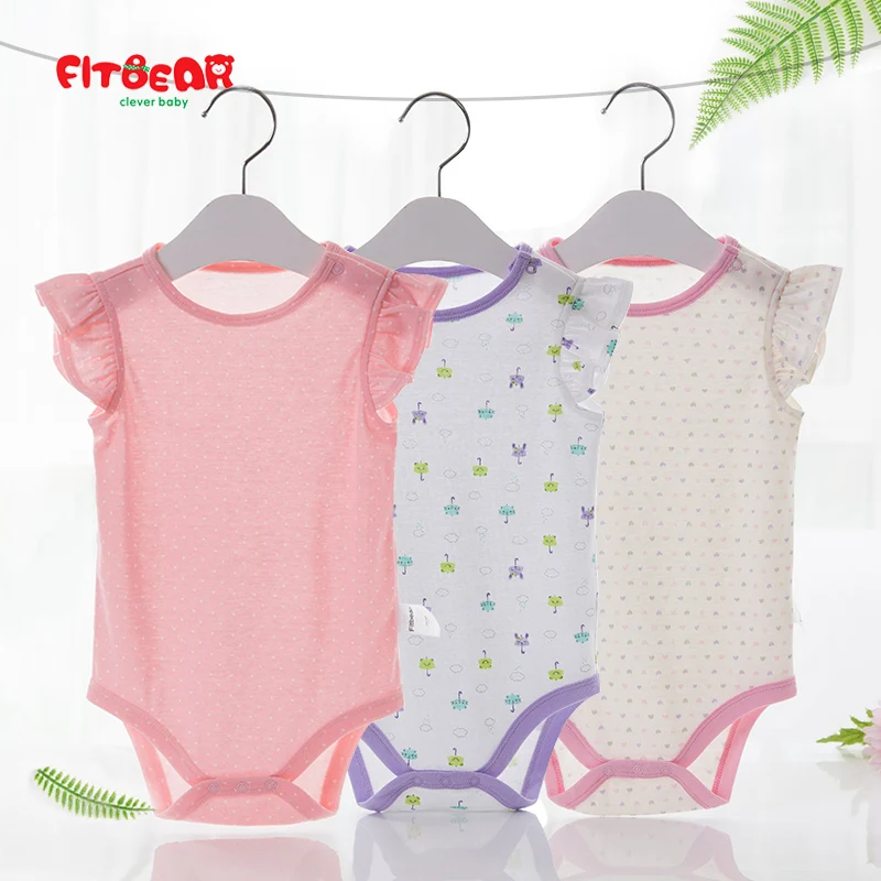 
0-24 Months Baby Romper Suit Cotton Flutter Tank Baby Sleeveless Bodysuits Girls 