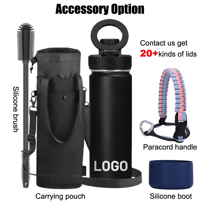 stainless steel sports magnet water bottle thermoflask camping water jugs 1l canteen water bottle with phone holder magnet