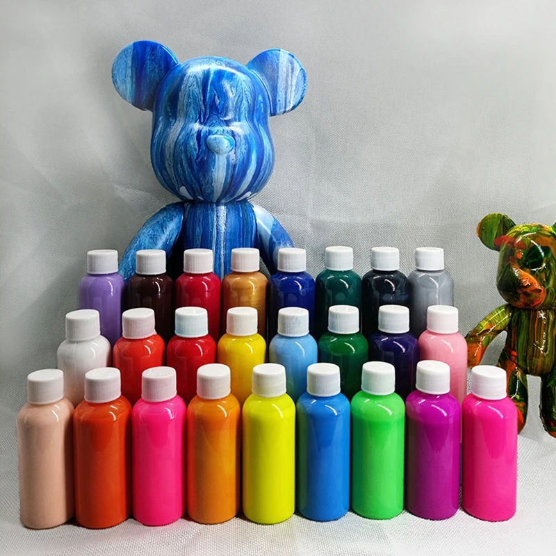 Acrylic Pouring Paint 60ml Bottled Liquid Painting Student Children Diy Hand Painted Creative Fluid Bear Paint