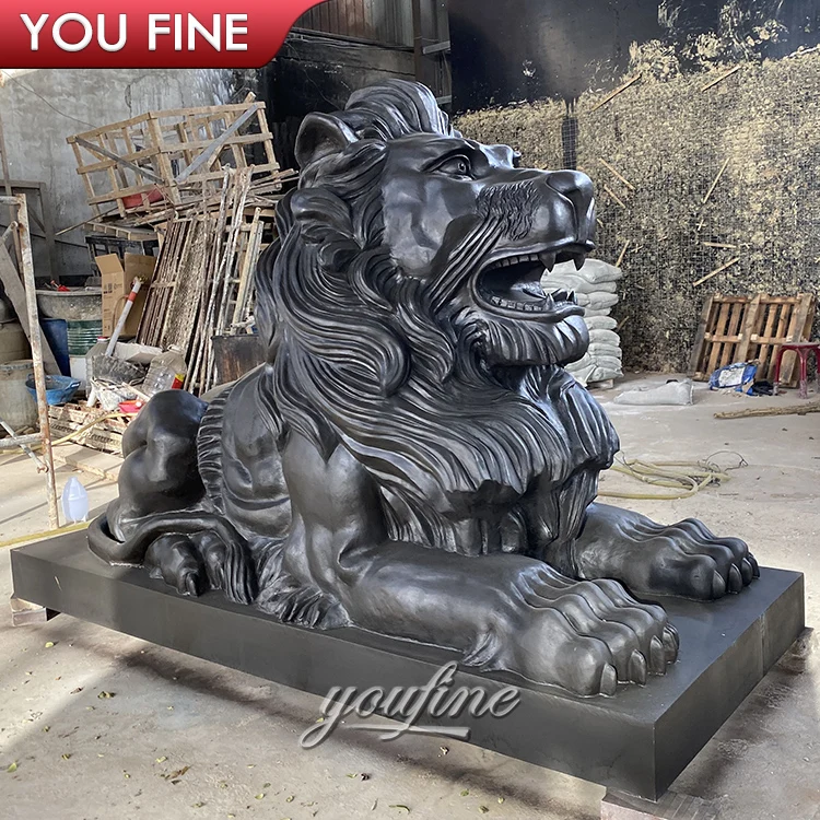 Outdoor Garden Large Metal Casting Brass Sculpture Sitting Bronze Winged Lion Statue with Ball