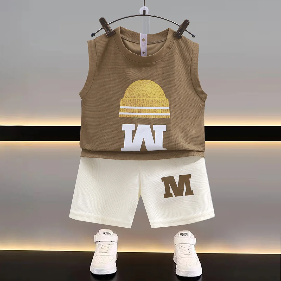 Wholesale Toddler Kids Clothes Outfits Sleeveless Top Shorts Korean Style Baby Summer Clothing Kids Two Piece Shorts Set