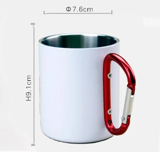Wholesale Preferential 300ML Double Insulation Carabiner Handle Printed Logo Camping Travel Sublimation Stainless Steel Mug