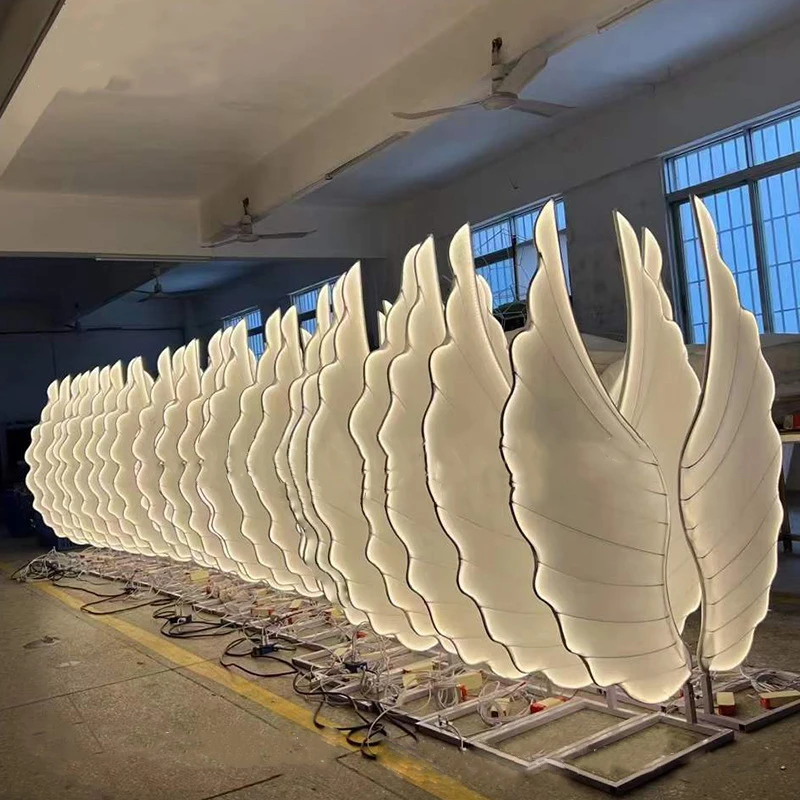 Iron Luminous Angel Wings Wedding Anniversary Street Light Mall Wedding Hall Background Venue Decoration Props Decoration