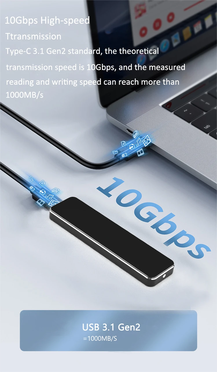 M.2 NVMe ssd Enclosure, USB C 3.1 Gen2 PCIe SSD Caddy 10Gbps Transfer Rate  Type C m.2 ssd enclosure