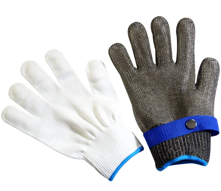 Food Grade Level 5 Hand Protection Safety cut resistant stainless kitchen butcher knife stainless steel ring gloves