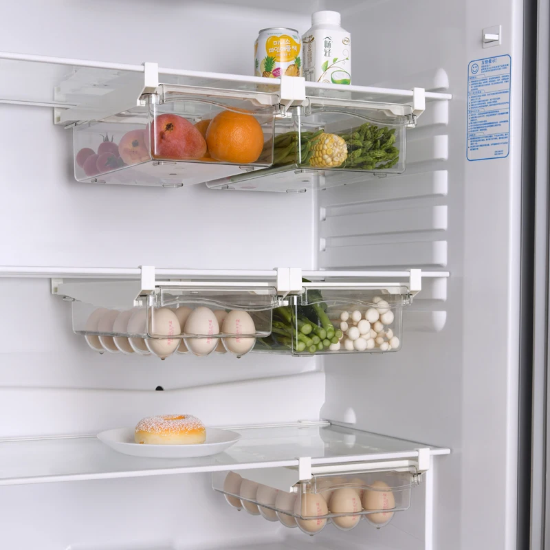 Fridge Egg Drawers, Refrigerator Egg Storage Container Refrigerator Pull Out Bins Snap On Drawer Organizer Egg Storage Box