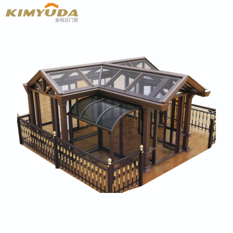 Patio Enclosure Aluminium Sunrooms Gazebo Glass Garden Greenhouse Flat Roof Inclined Sun Room