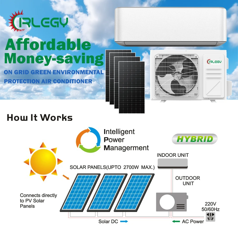 12000btu 18000btu 24000btu Solar Ac Dc Units Air Conditioner Hybrid Solar Power Airconditioner Wall Split Air Conditioner