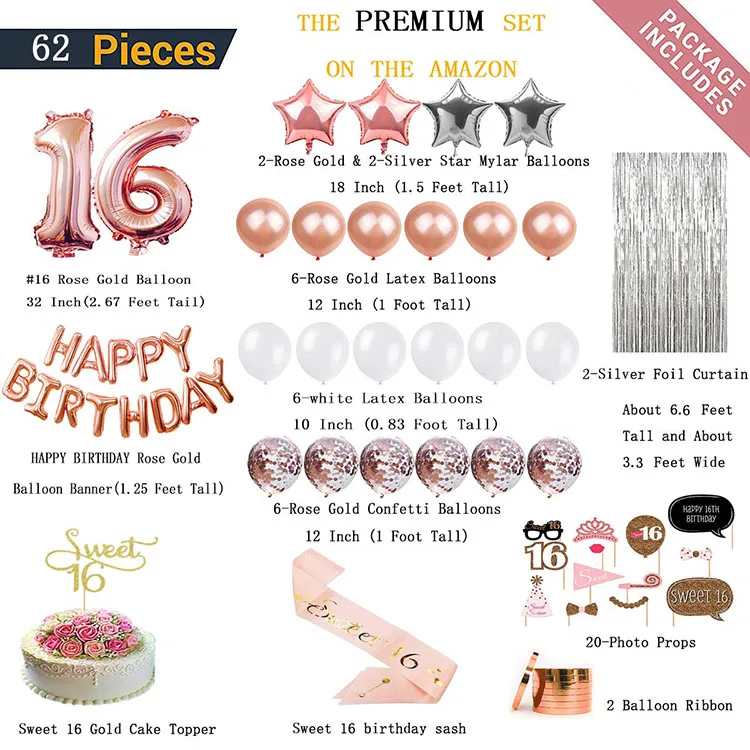 Nicro розовое золото, сладкий 16-й день рождения, настенный баннер, товары для украшения вечеринки