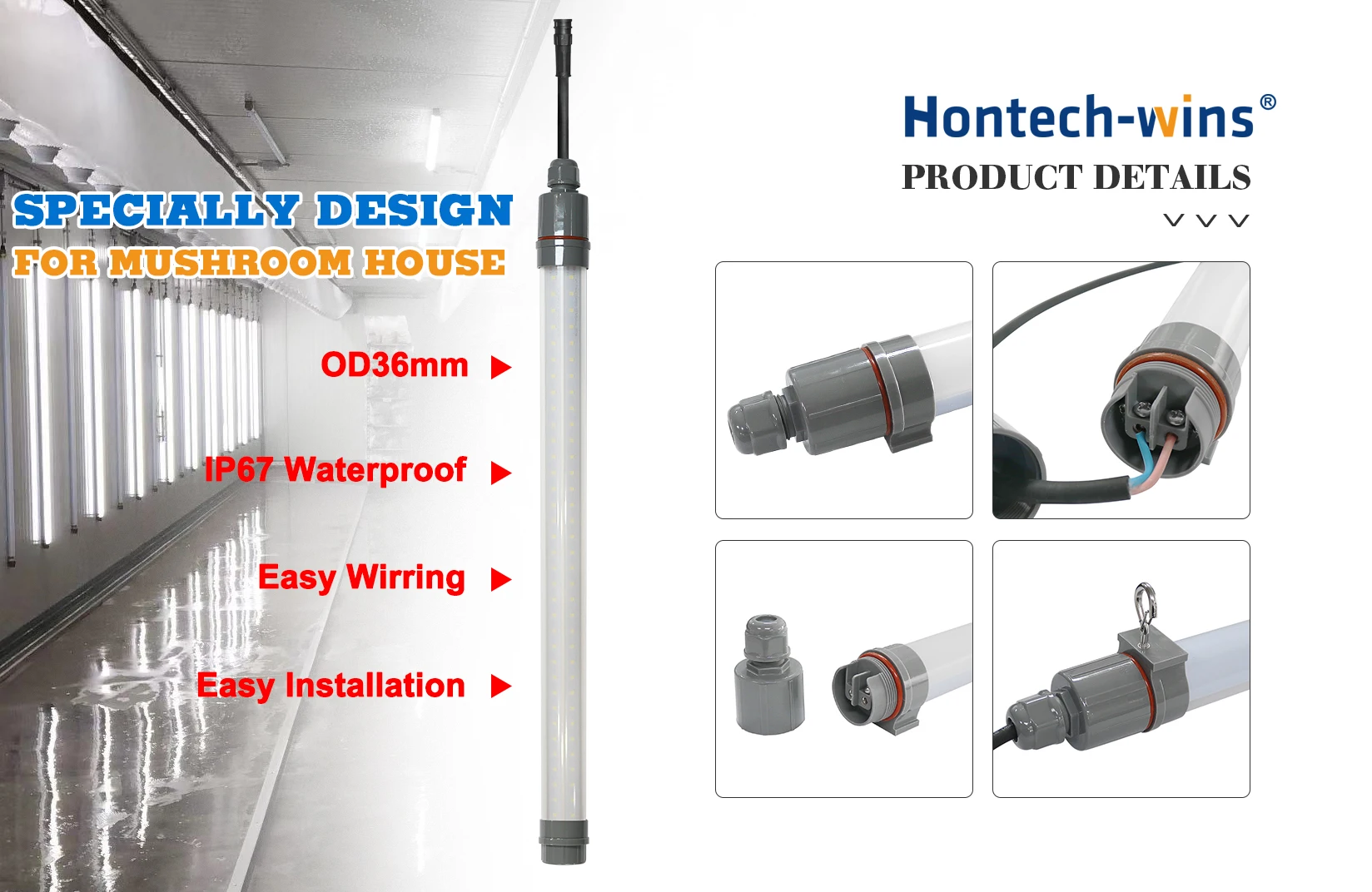 HONTECH IP67 waterproof Mushroom LED grow light & lighting Farm Equipment