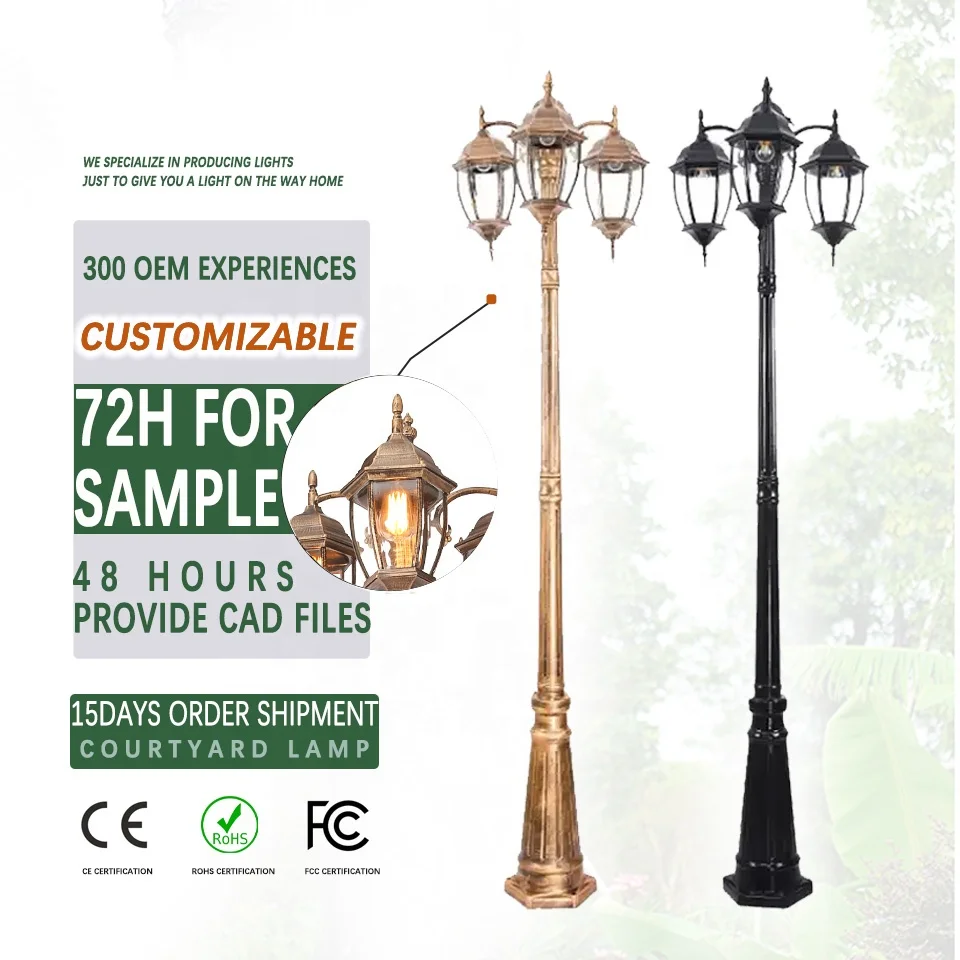 Factory Cheap Outdoor Lighting Pole Garden Landscape Lawn Waterproof Garden Lamp Post Double Arms Pole Light